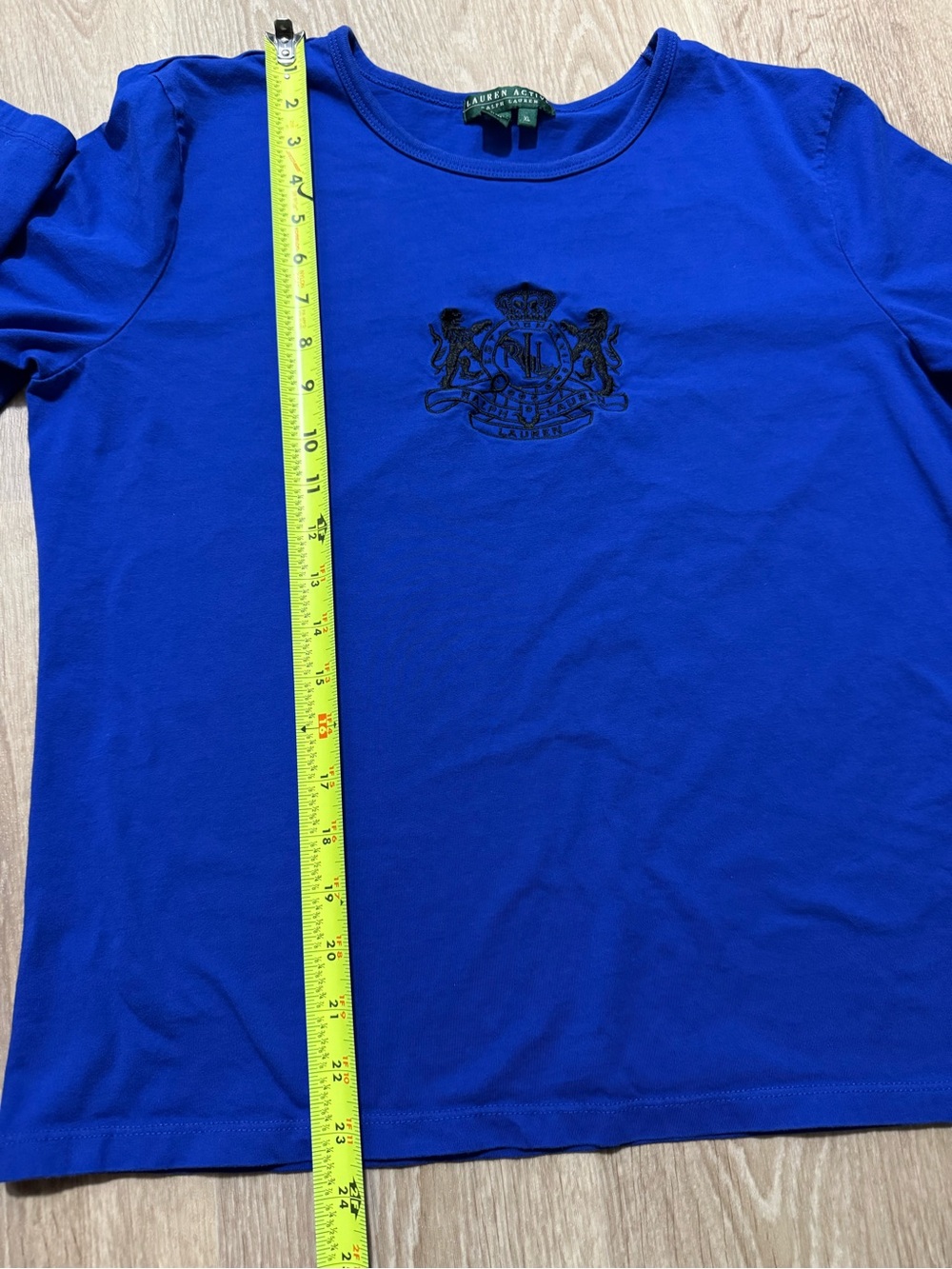 Lauren Ralph Lauren Active Logo Shirt Women's XL Blue Long Sleeve Top Crest - Picture 8 of 8